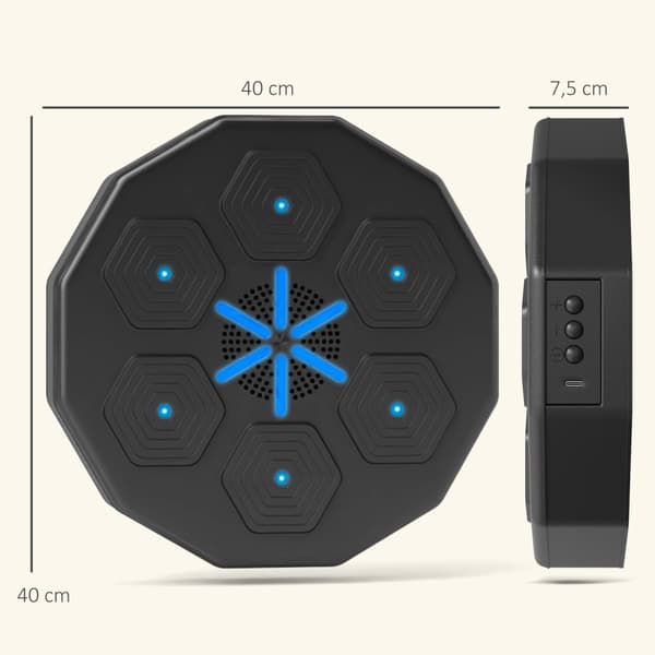 Musikkboksemaskin, elektronisk Bluetooth-boksemaskin med musikk, LED, veggmontert smartboksingmål for voksne, hjemmetrening