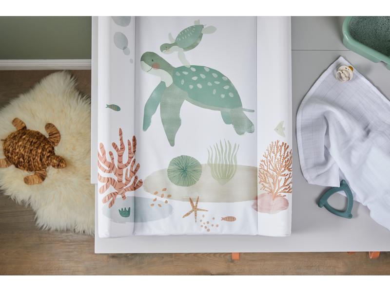 Rotho Babydesign Wickelkissen Sea Life 70 x 50 cm Baby-Wickelkissen schmal mit Schildkröten-Motiv