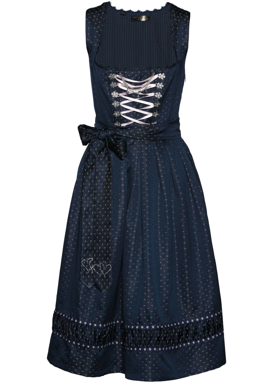 Dirndl à tablier satin brodé (Ens. 2 pces.)
