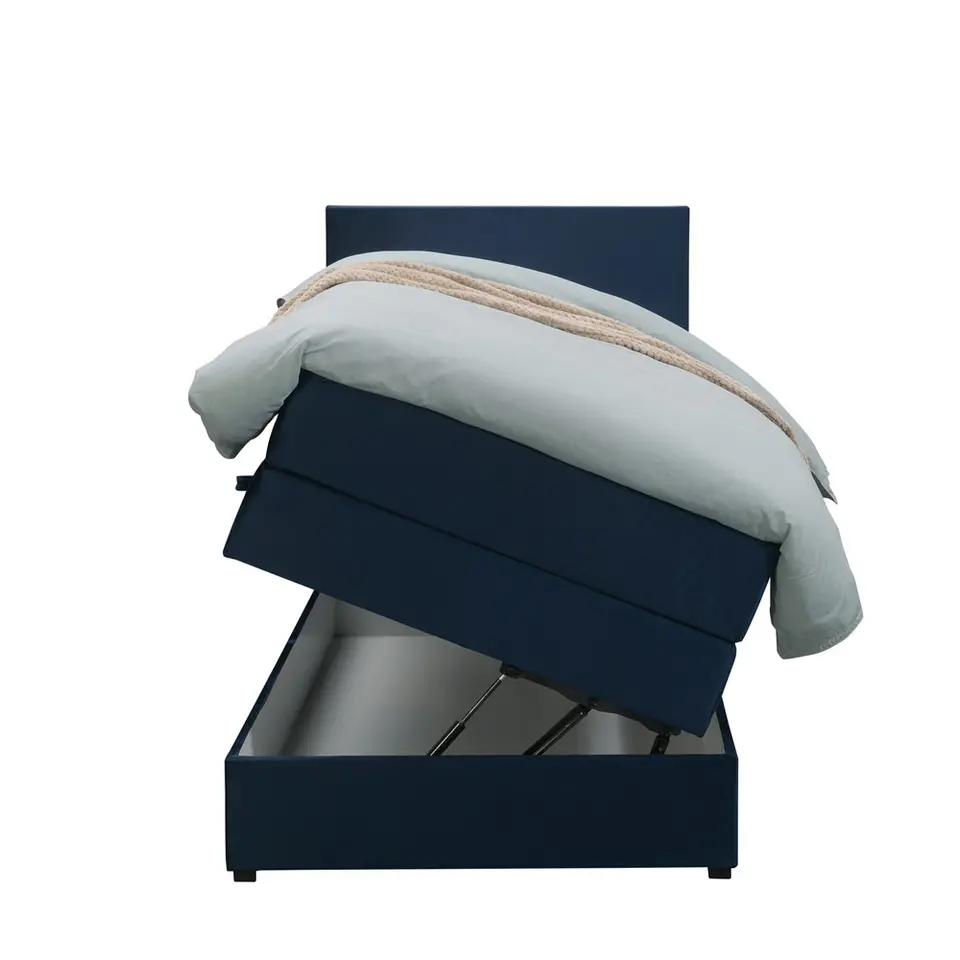 Boxspring met opbergruimte Liv egaal - blauw - 90x200 cm