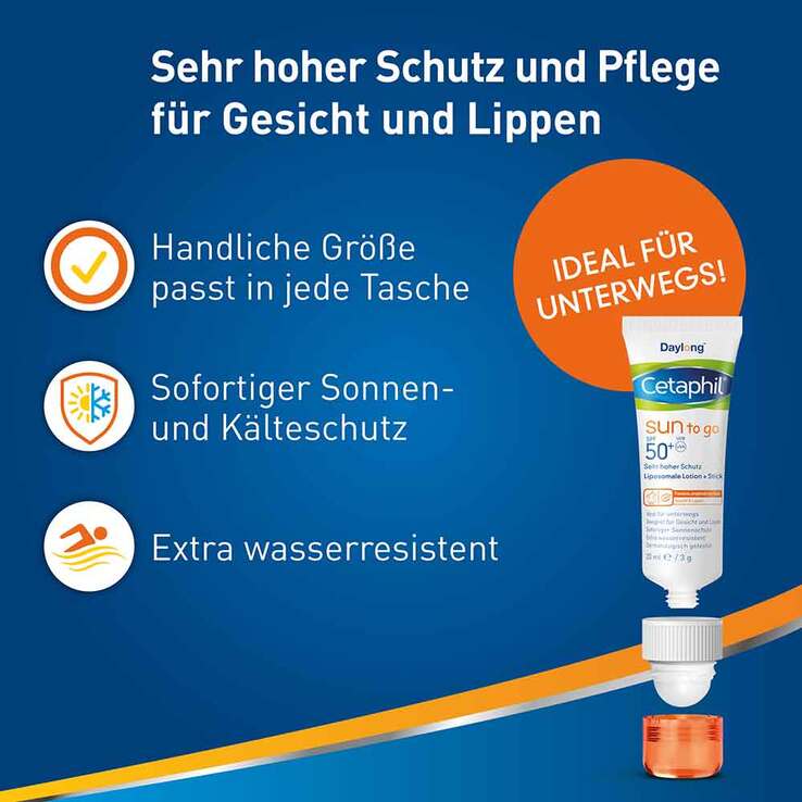 Cetaphil Sun to go liposomale Lotion und Stick SPF 50 +, 20 ml