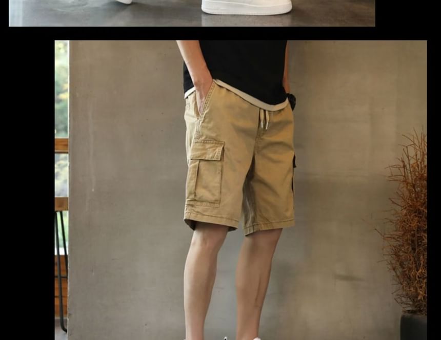 DuckleBeam - Mid Rise Plain Cargo Shorts