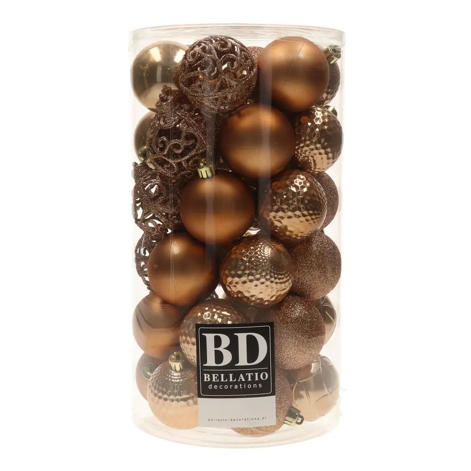 Bellatio Decorations Kerstballen - 37x st - camel bruin - 6 cm