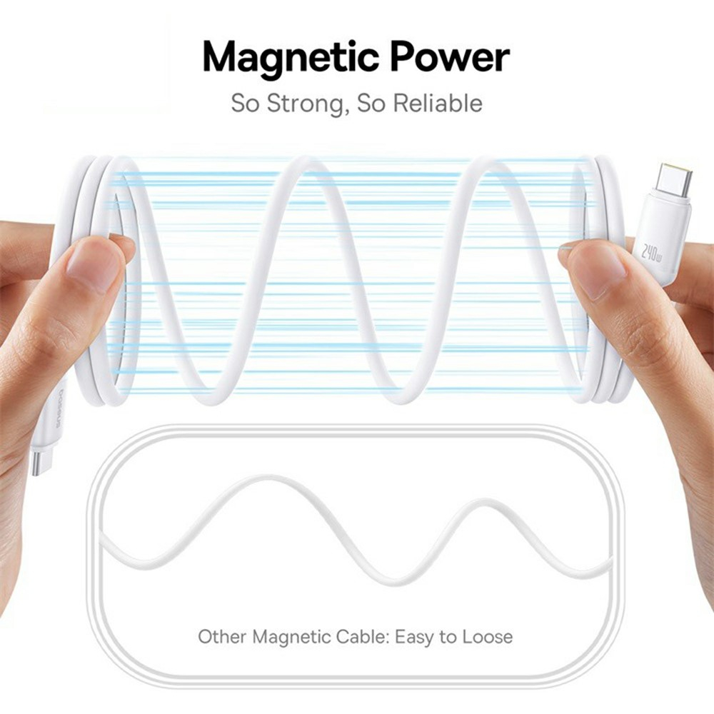 (1m) 240W PicoGo USB C auf USB C Magnet Ladekabel Power Delivery Datenkabel - Weiss