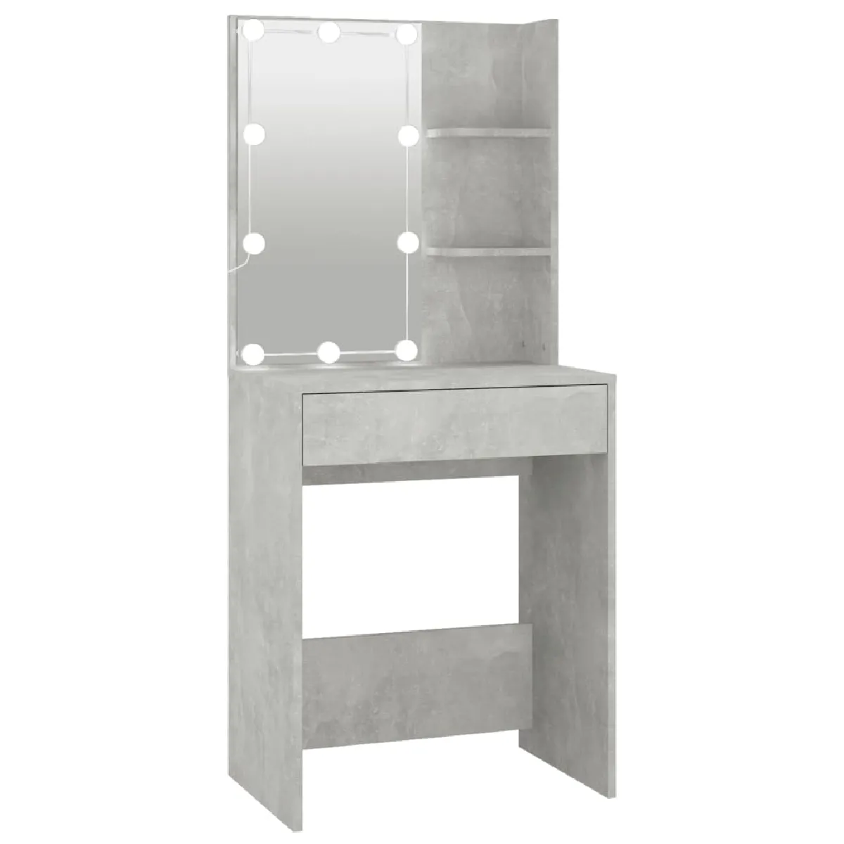 vidaXL Coiffeuse avec LED - Gris Béton