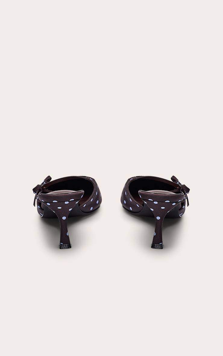 Chocolat Mules À Talons Courts Détail Nœud À Pois
