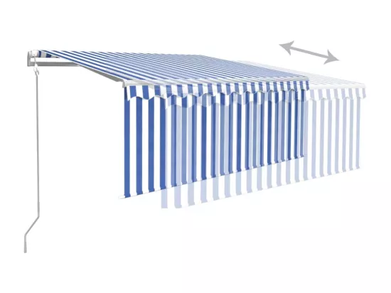 Auvent rétractable automatique avec store 3,5x2,5 m Bleu blanc