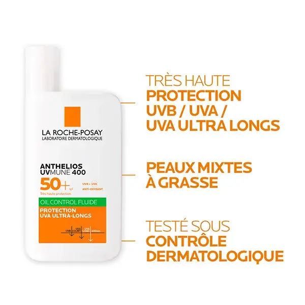 La Roche-Posay Anthelios Fluido de Controle de Oleosidade UVmune 400 com Perfume FPS 50+ 50ml