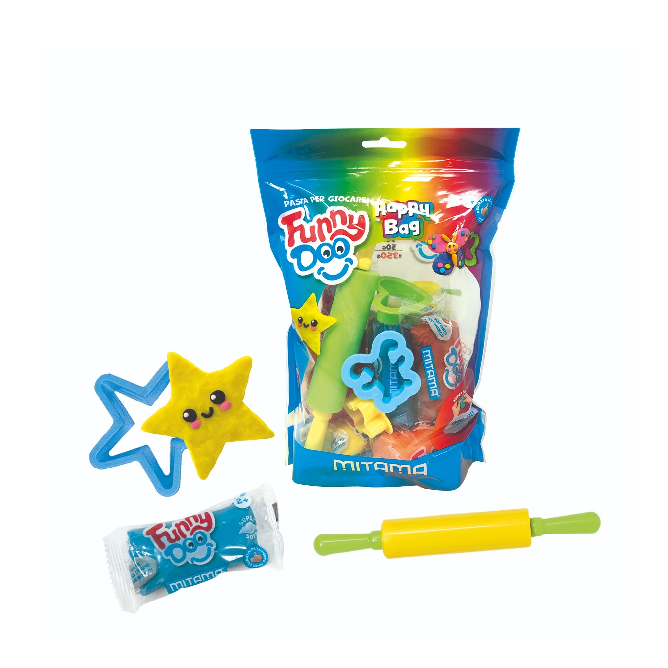 (14-tlg. Set) FunnyDoo Kinder Knete DIY Modellier Spielzeug inkl. Förmchen / Werkzeug (3910008) - Happy Bag