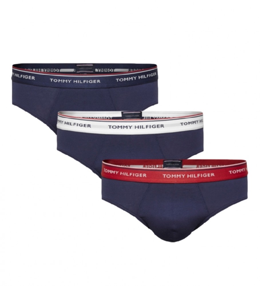 Conjunto de 3 cuecas slip azul-marinho da Tommy Hilfiger