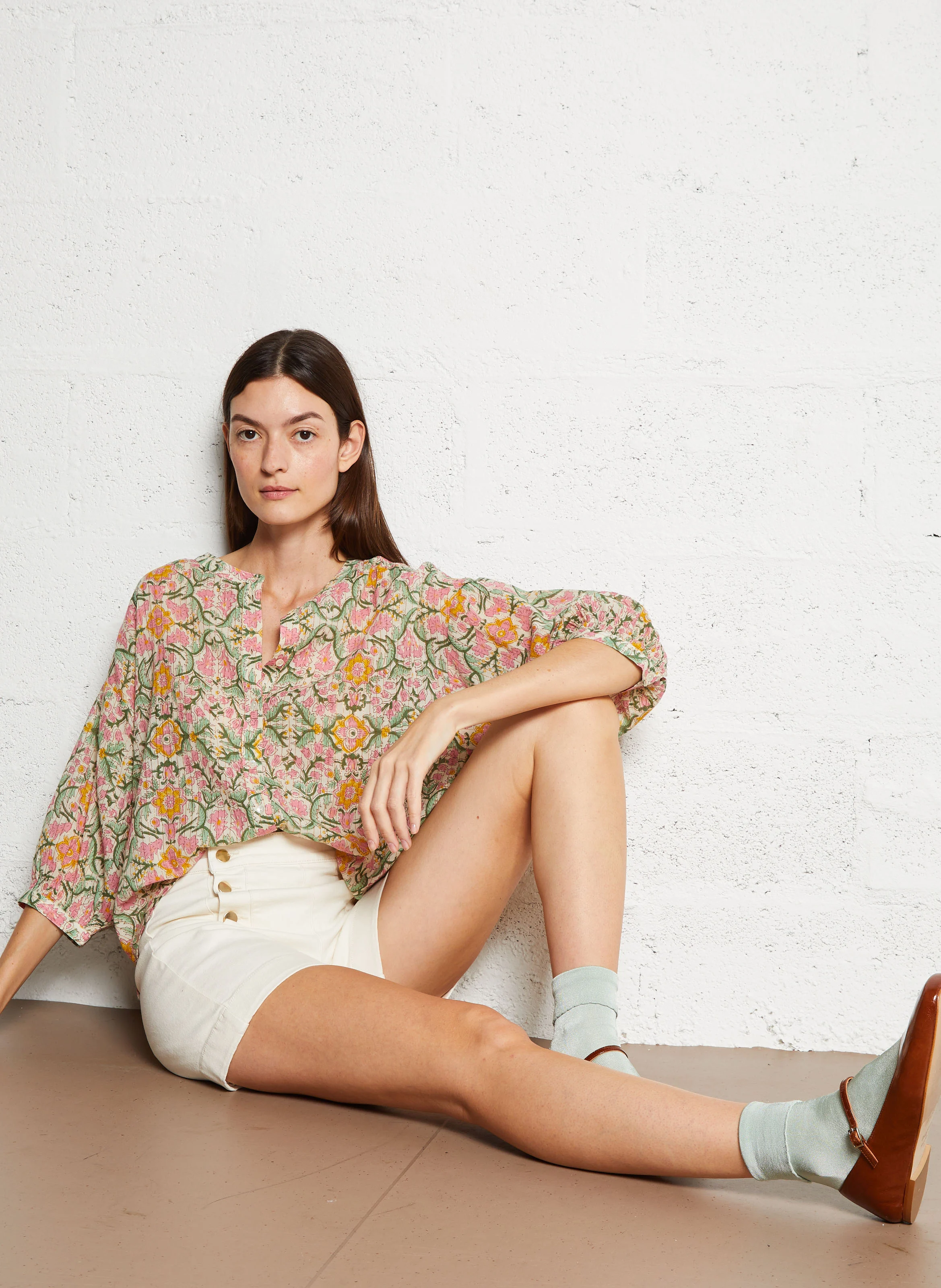 MICKY - Short large en coton mélangé | Beige