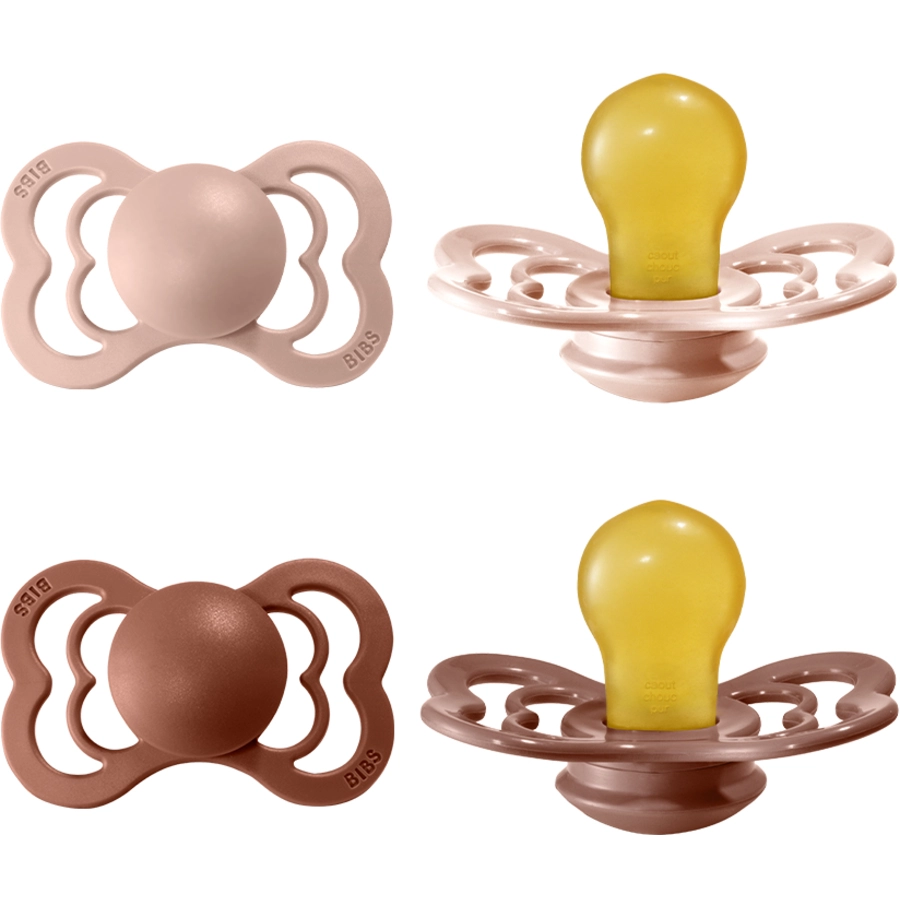 BIBS® Schnuller Supreme Blush  Woodchuck Latex 6-36 Monate, 4 Stk.