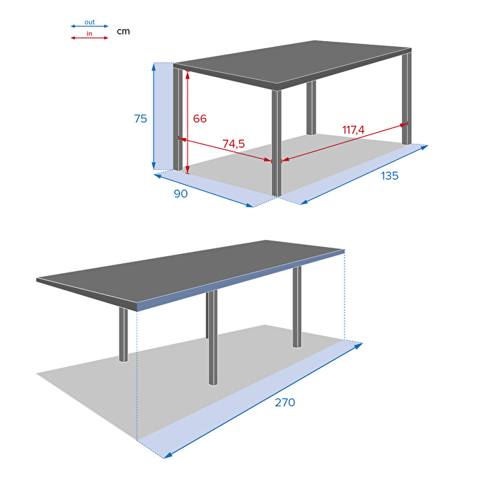 Ensemble table de jardin extensible + 10 fauteuils PIAZZA Graphite