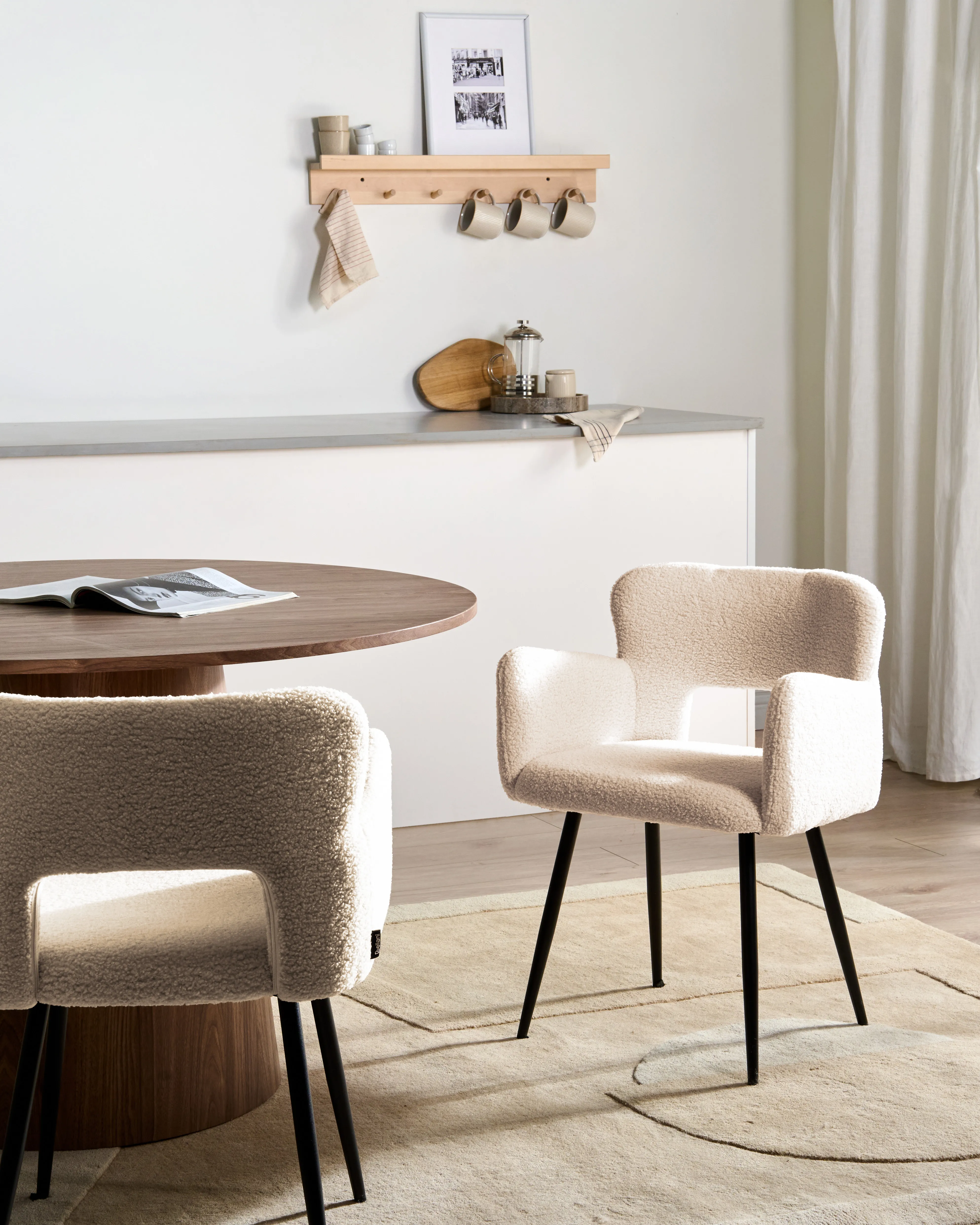Set van 2 eetkamerstoelen SANILAC Bouclé Beige