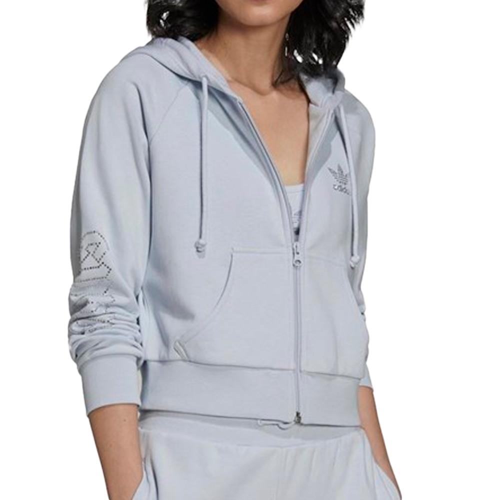 Adidas Veste de survêtement Bleu Femme Adidas Cropped Tt