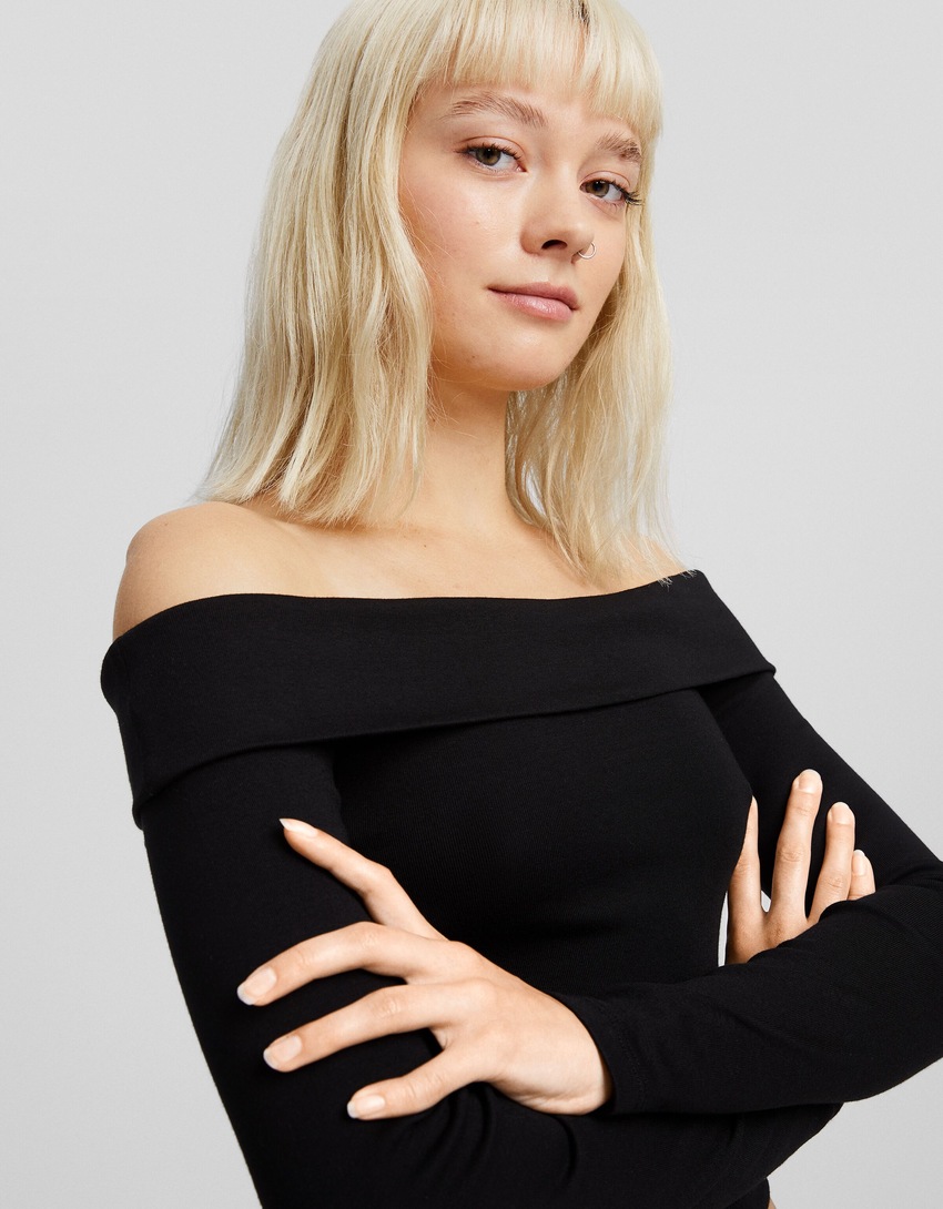 Camiseta Bardot de manga comprida