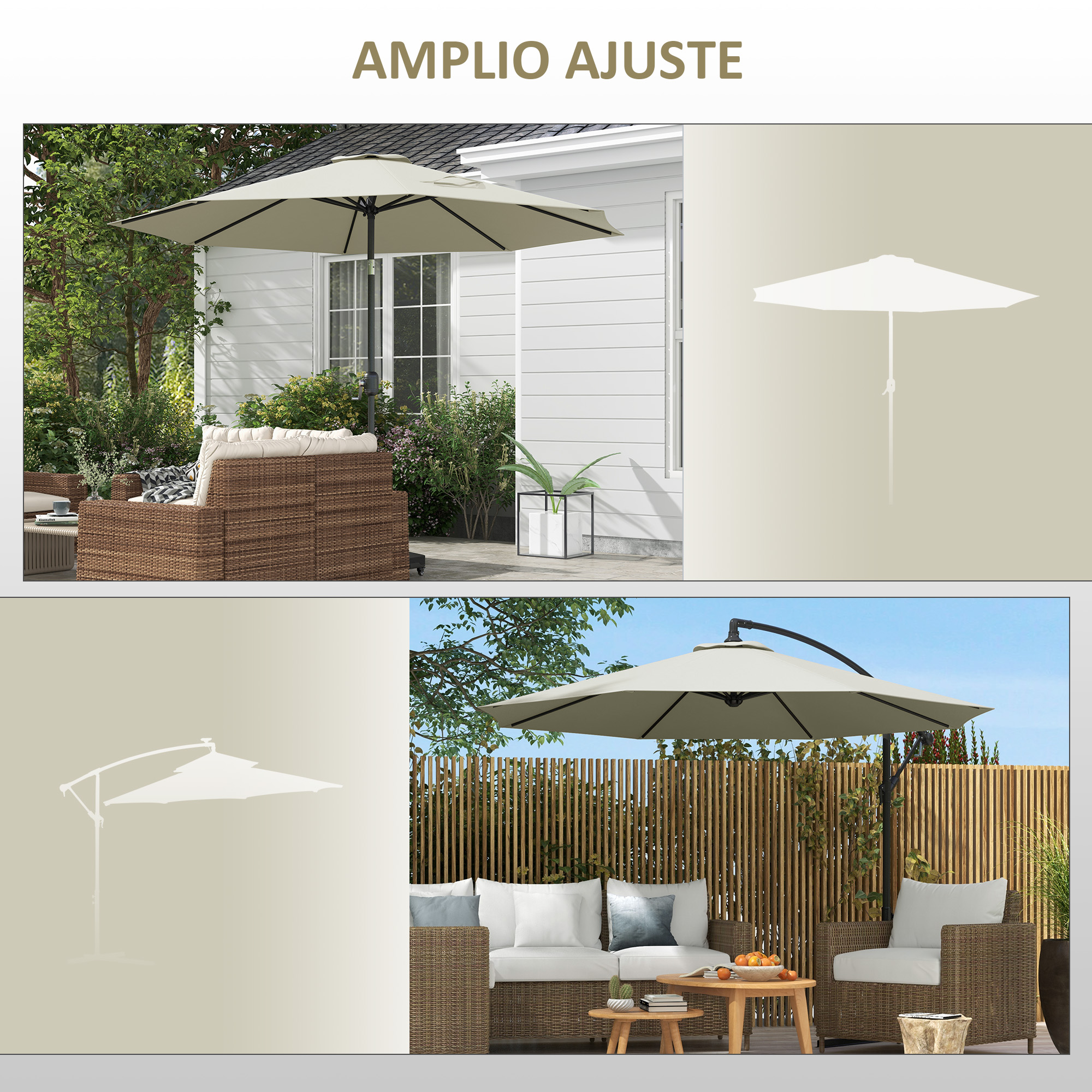 Cobertura de guarda-sol creme Outsunny