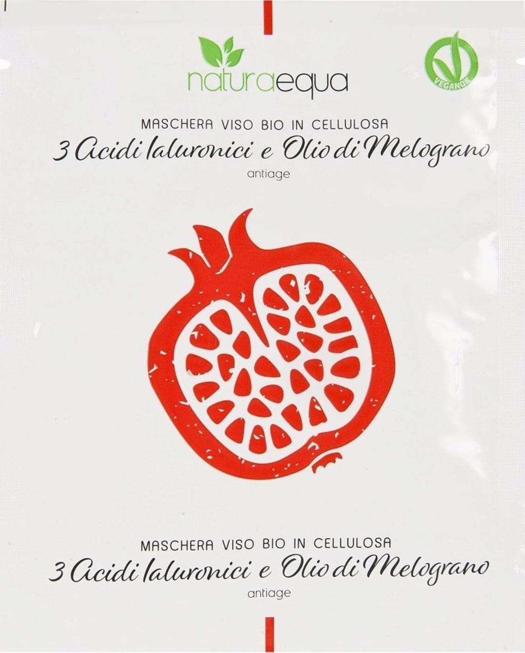 naturaequa  Anti-Age Tuchmaske 3 Hyaluronsäuren & Granatapfel, 12 ml