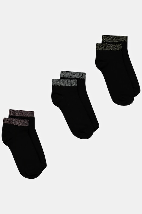 3er Pack, Kurzschaft-Socken, Glitzerbund