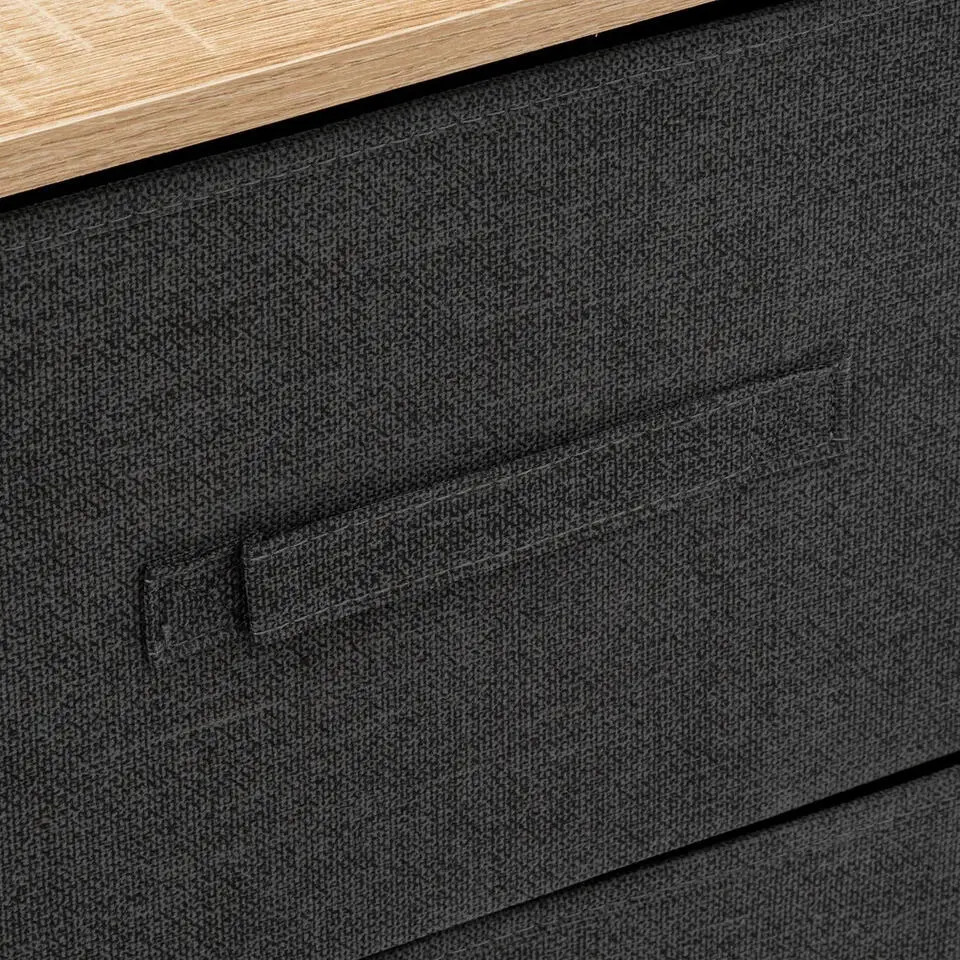5Five Opbergkast - 2x mand - 42x30x51cm - hout/stof donkergrijs