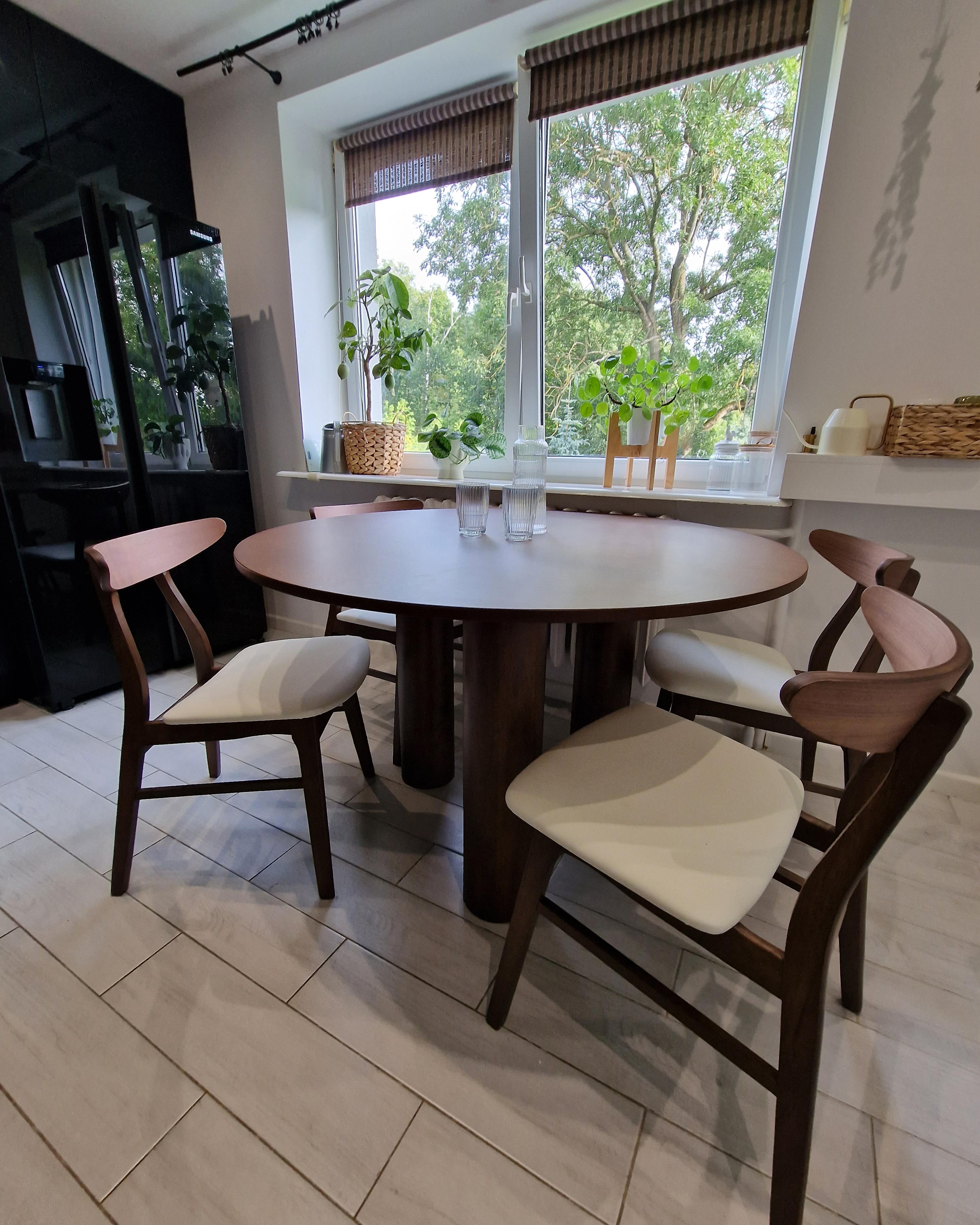 Set van 2 eetkamerstoelen LYNN Hout Donkerbruin/wit