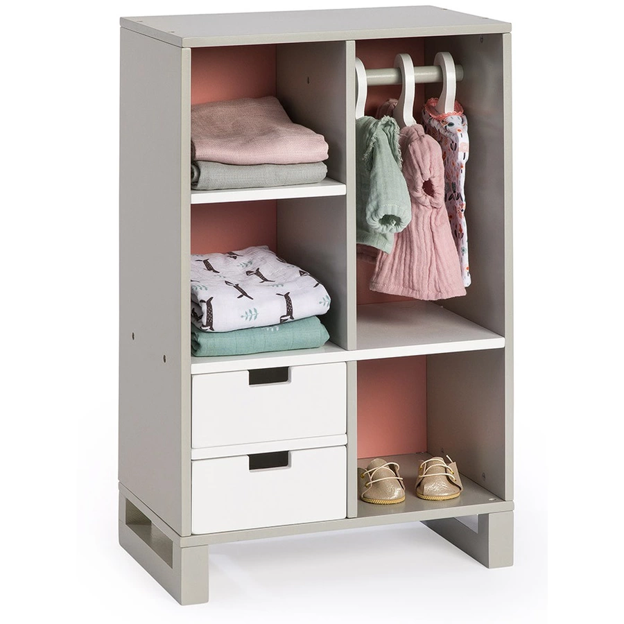 MUSTERKIND® Puppenschrank Viola grauweißaltrosa