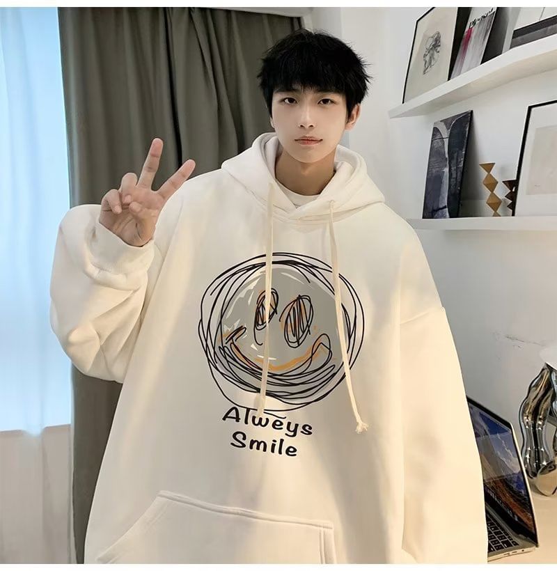 Lingaris - Hoodie met smileygezichtprint