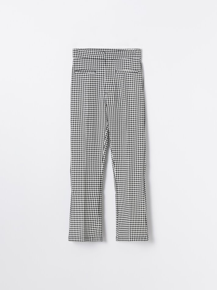 Calça mini flare - Branco/preto