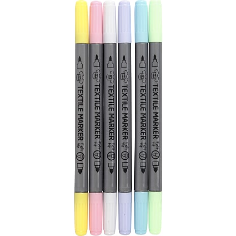 Tekstiltusch, streg 2,3+3,6 mm, 6 stk