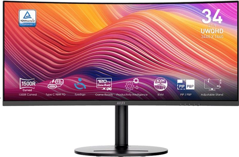 MSI - Modern MD342CQP - Ultrawide QHD Monitor - 34 inch - 120Hz - USB-C PD 98W
