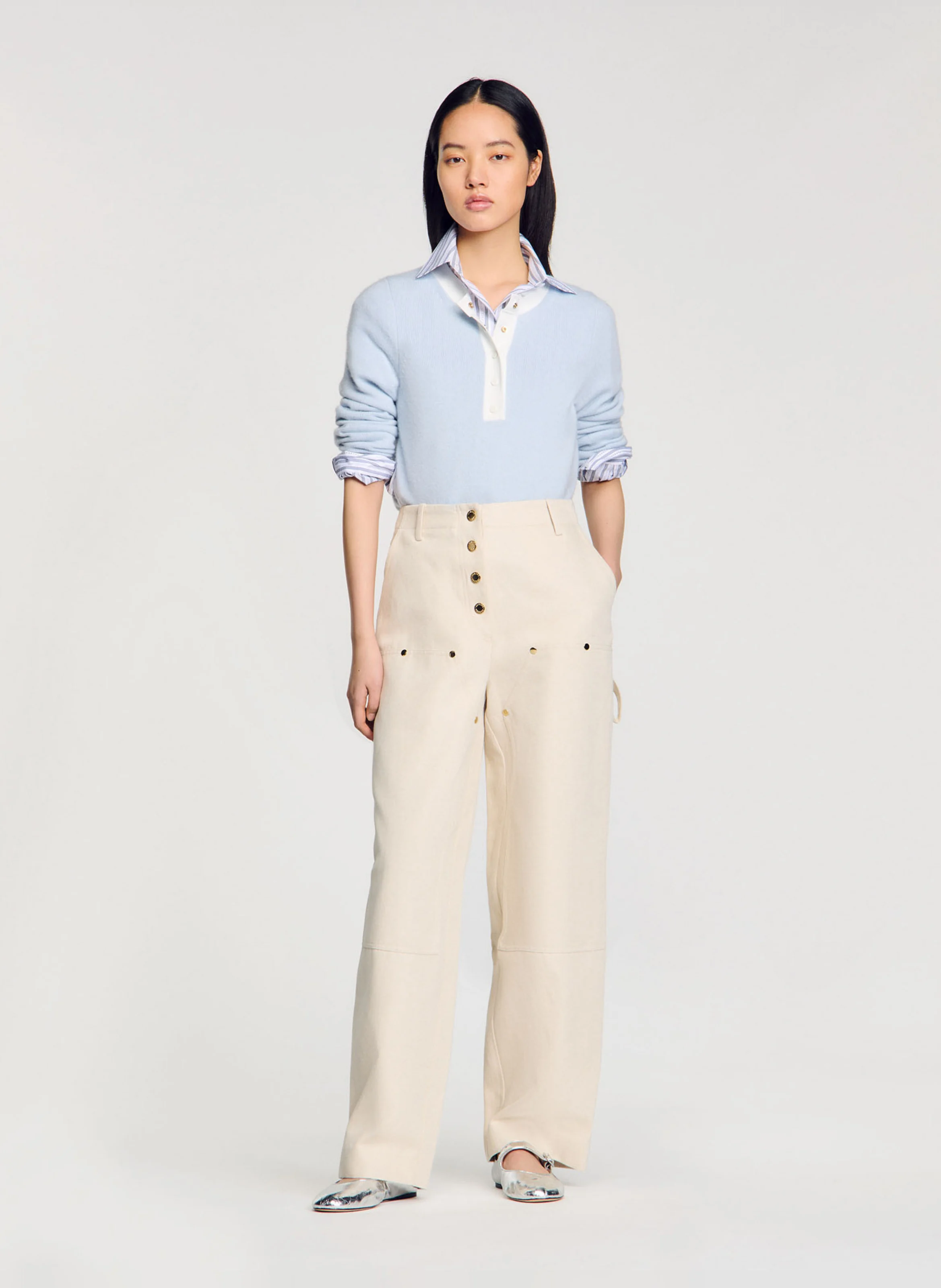 Pull bicolore en laine et cachemire | Bleu