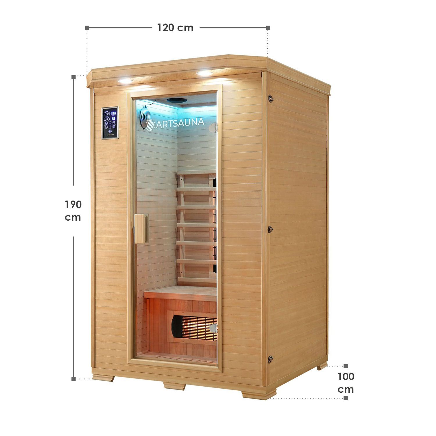 Artsauna Infrarotkabine Wärmekabine Oslo mit Vollspektrumstrahlern & Hemlockholz