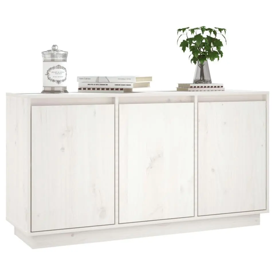 vidaXL - Dressoir met 3 deuren - Wit - Massief grenenhout - 111x34x60 cm