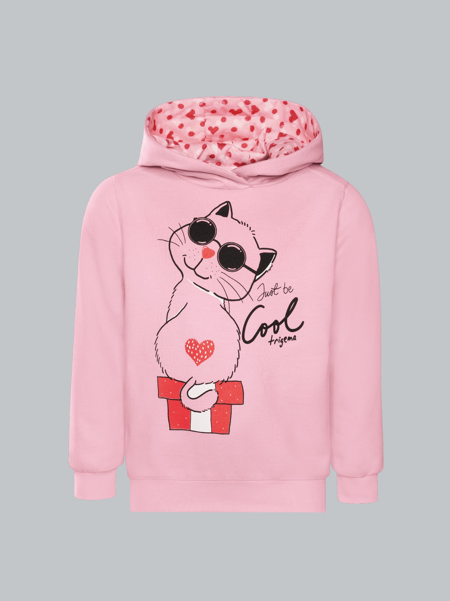 Hoodie mit süßem Katzen-Printmotiv Rosé