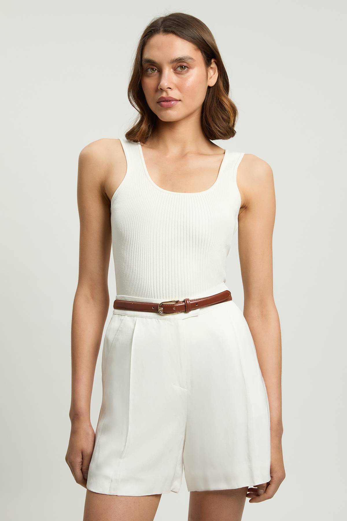 KarenMillen Débardeur à col carré en maille côtelée en mélange de viscose