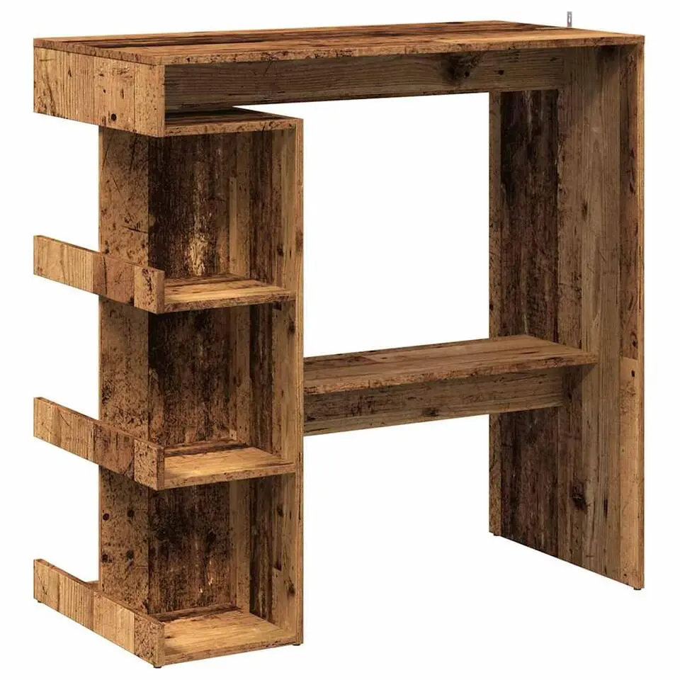 vidaXL - Bartafel met opbergruimte - Oud hout - Bewerkt hout - 100x48 cm