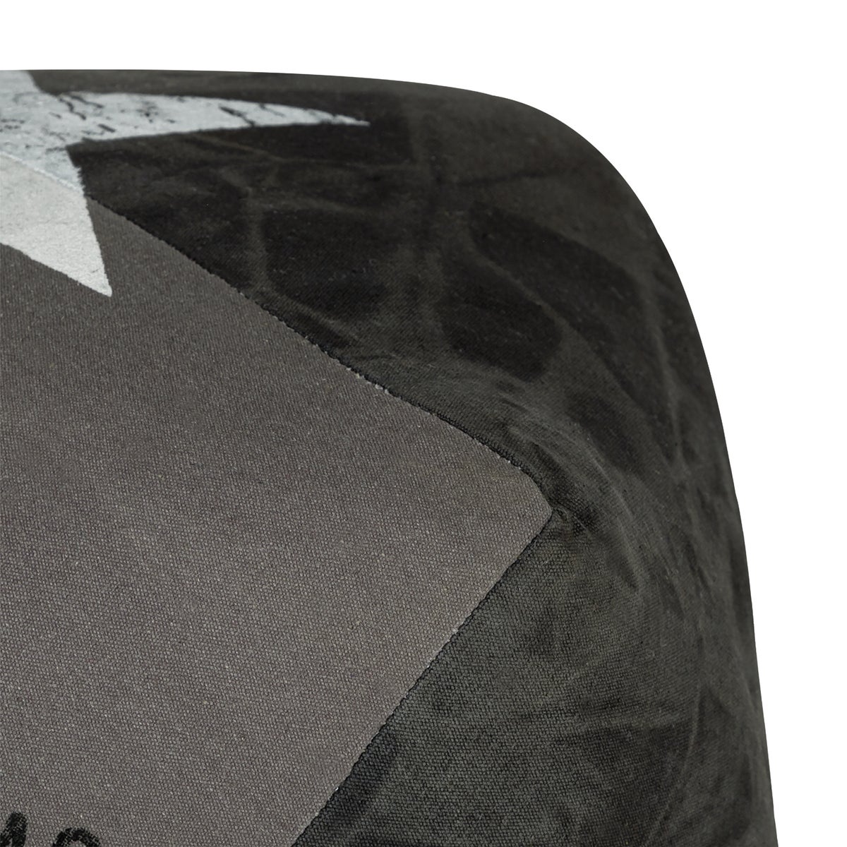WOMO-DESIGN Salt Lake City 42cm Zwart/Grijs Uniek stuk, handgemaakt van canvas, katoenen vulling, vierkante poef, voetenbank, ottomane