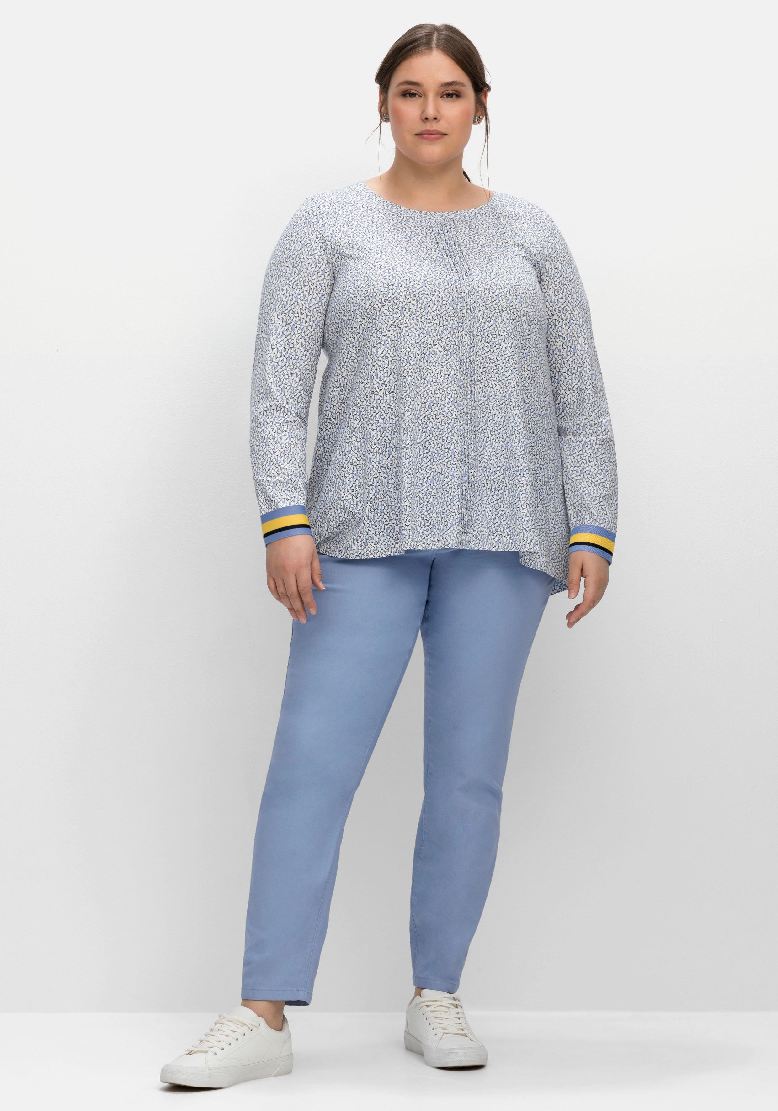 Langarmshirt in A-Linie, mit Minimal-Alloverdruck