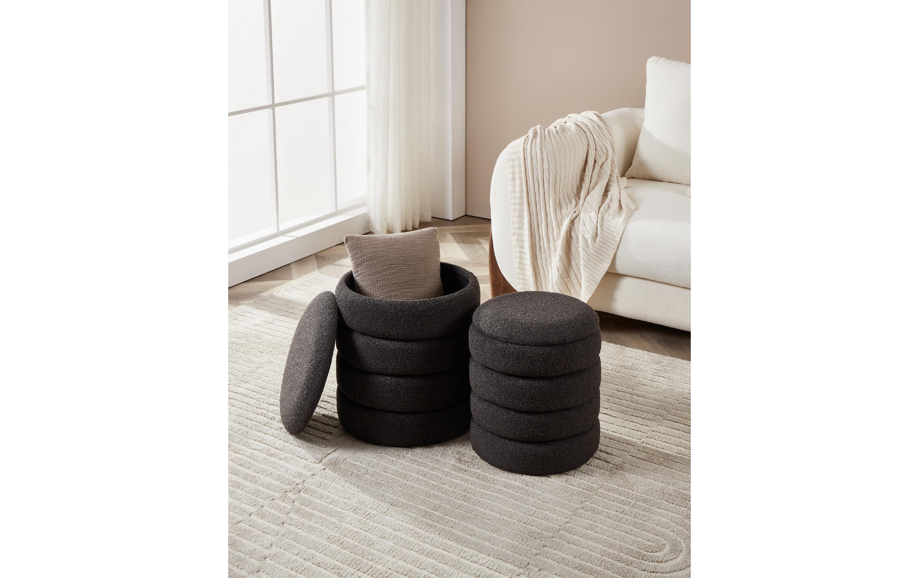 Hocker Ampahaka 2 Stück, Schwarz<br>Praktisches Hocker-Set, ideal für moderne Innenräume