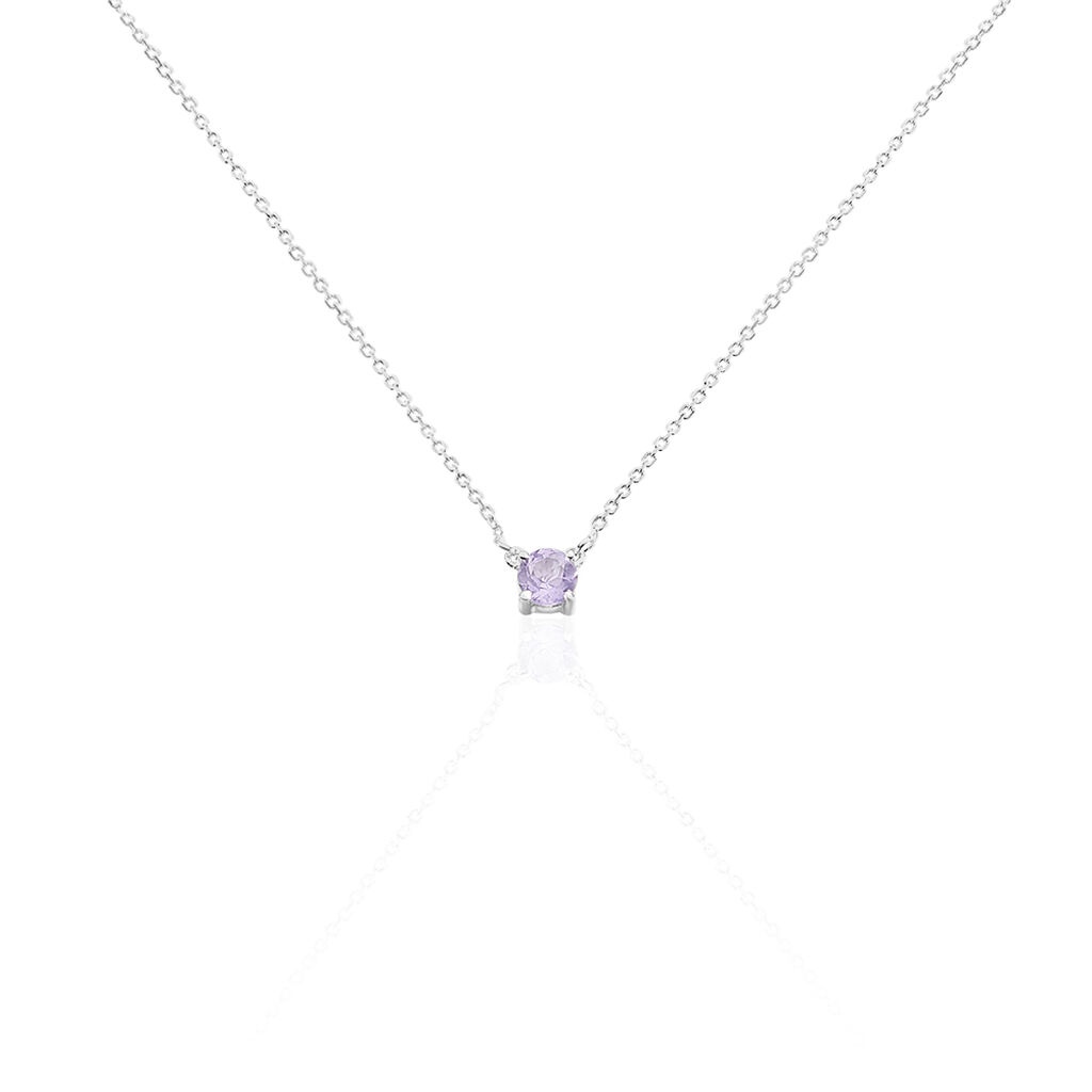 Collier Clair Or Blanc Amethyste