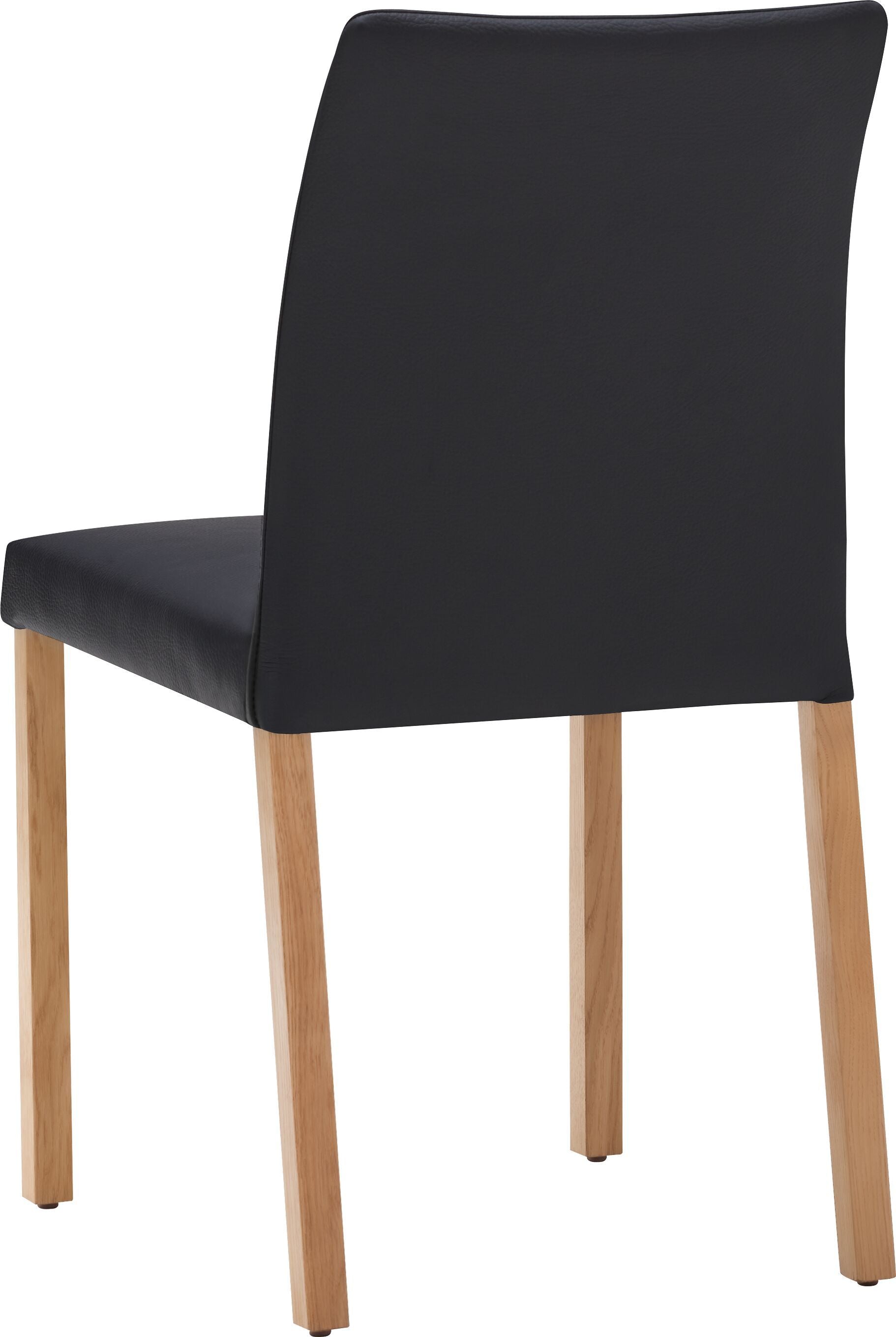 SIENA o.AL. Leder schwarz/4-Fuss Eiche n - Schwarz / B: 51.0 cm x T: 44.0 cm x H: 86.0 cm