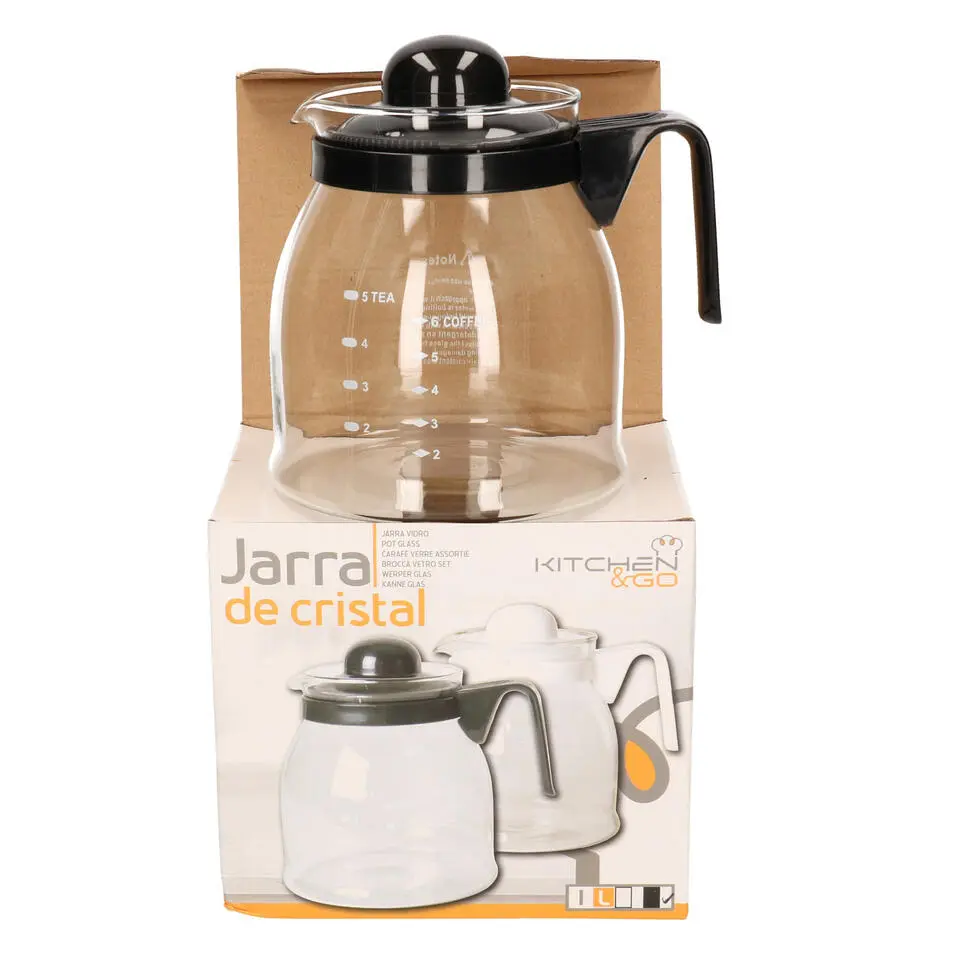Gerimport Thee/koffie pot - zwarte deksel en handvat - 1 liter