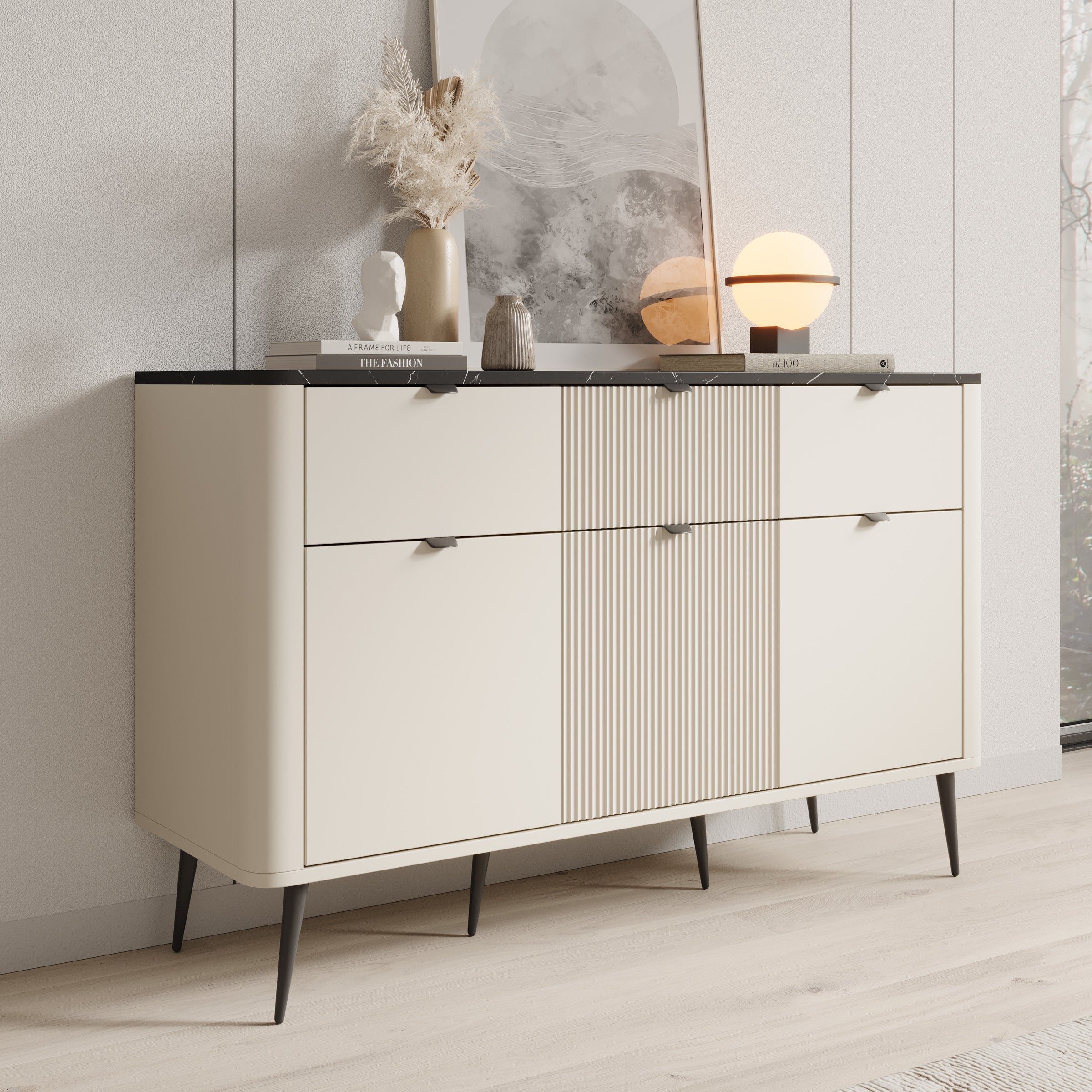 Meubella - Dressoir Mace - Beige - 130 cm