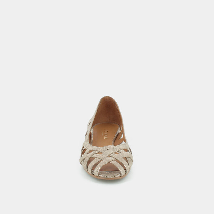 Ballerines ajourées  en croûte laminée platine