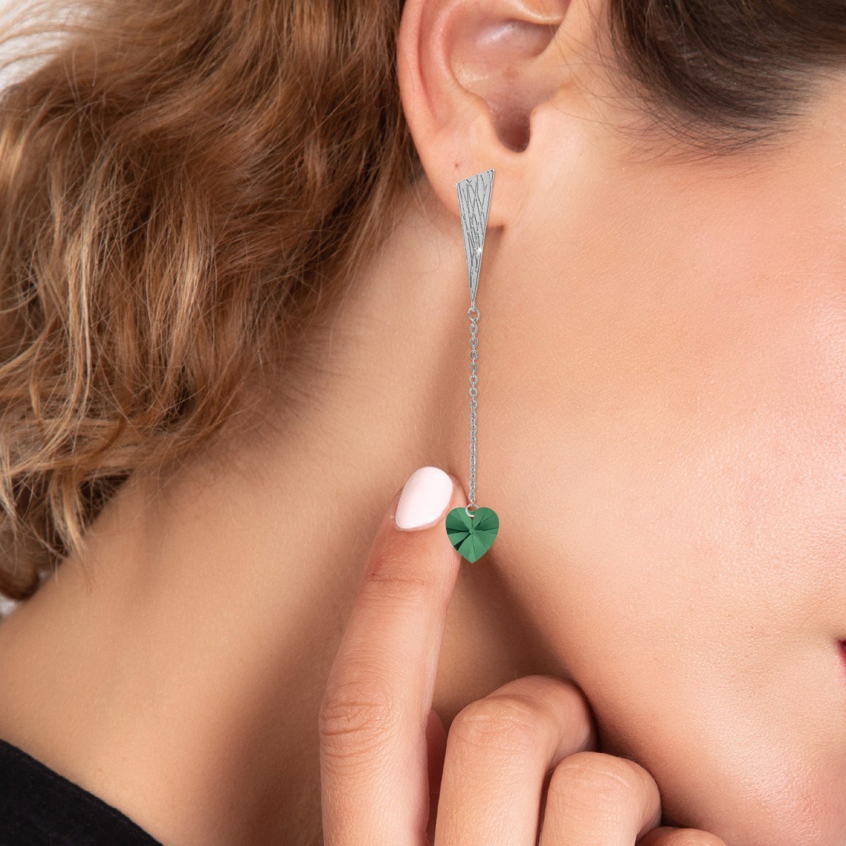Boucles d'oreilles coeur SC Crystal ornées de Cristaux scintillants