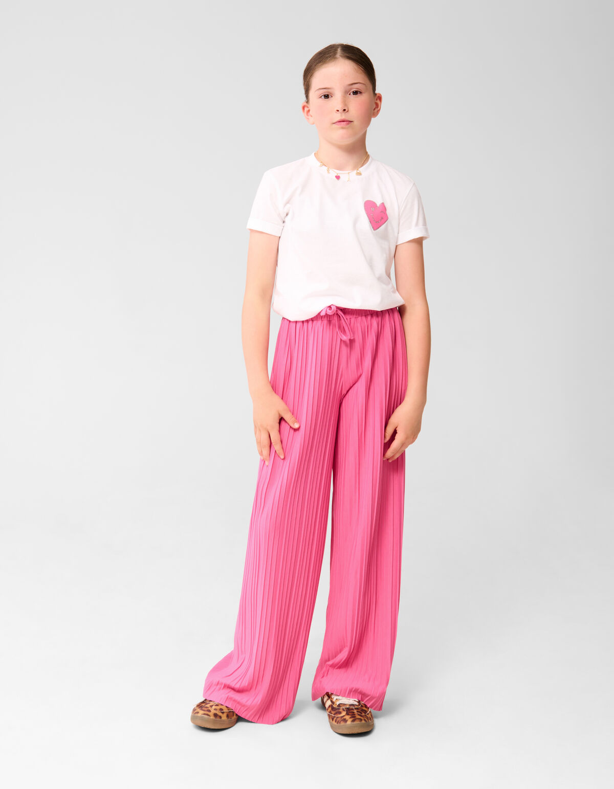 Plissé Wide Leg Broek Roze
