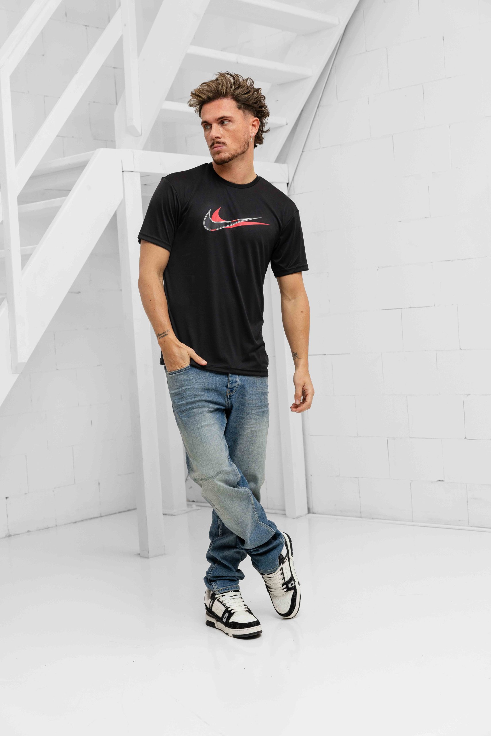Nike Swim Stacked Swoosh Hydroguard T-Shirt Heren Zwart