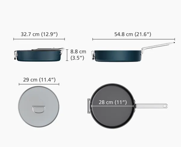Joseph Joseph Space, Rund, Gryde til alle formål, Blå, Keramisk, 232 °C, Aluminium