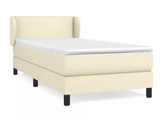 Sommier tapissier avec matelas Crème 100x200cm Similicuir