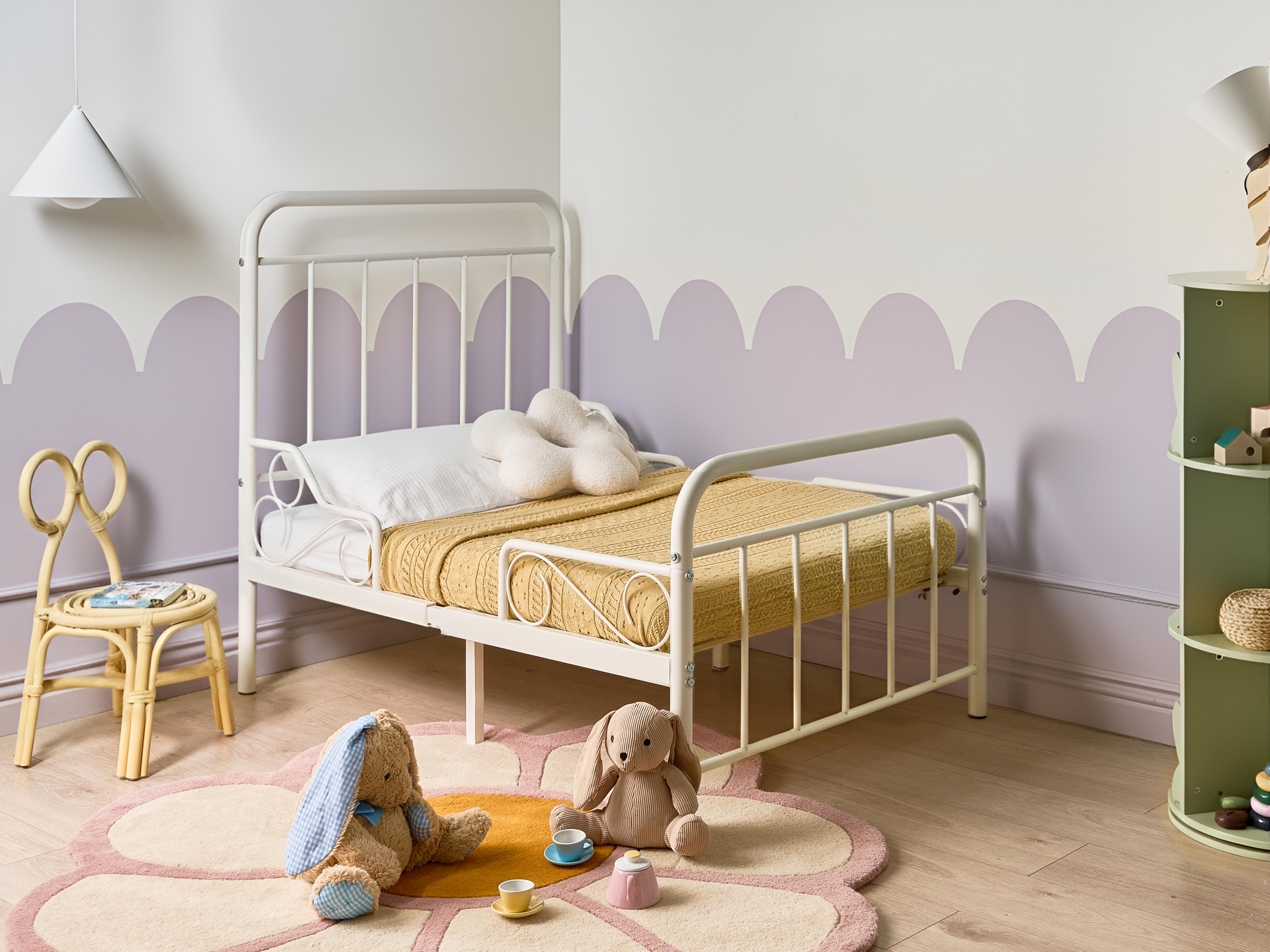 Uitschuifbaar kinderbed Metaal ANAIS 90 x 200 cm Gebroken wit